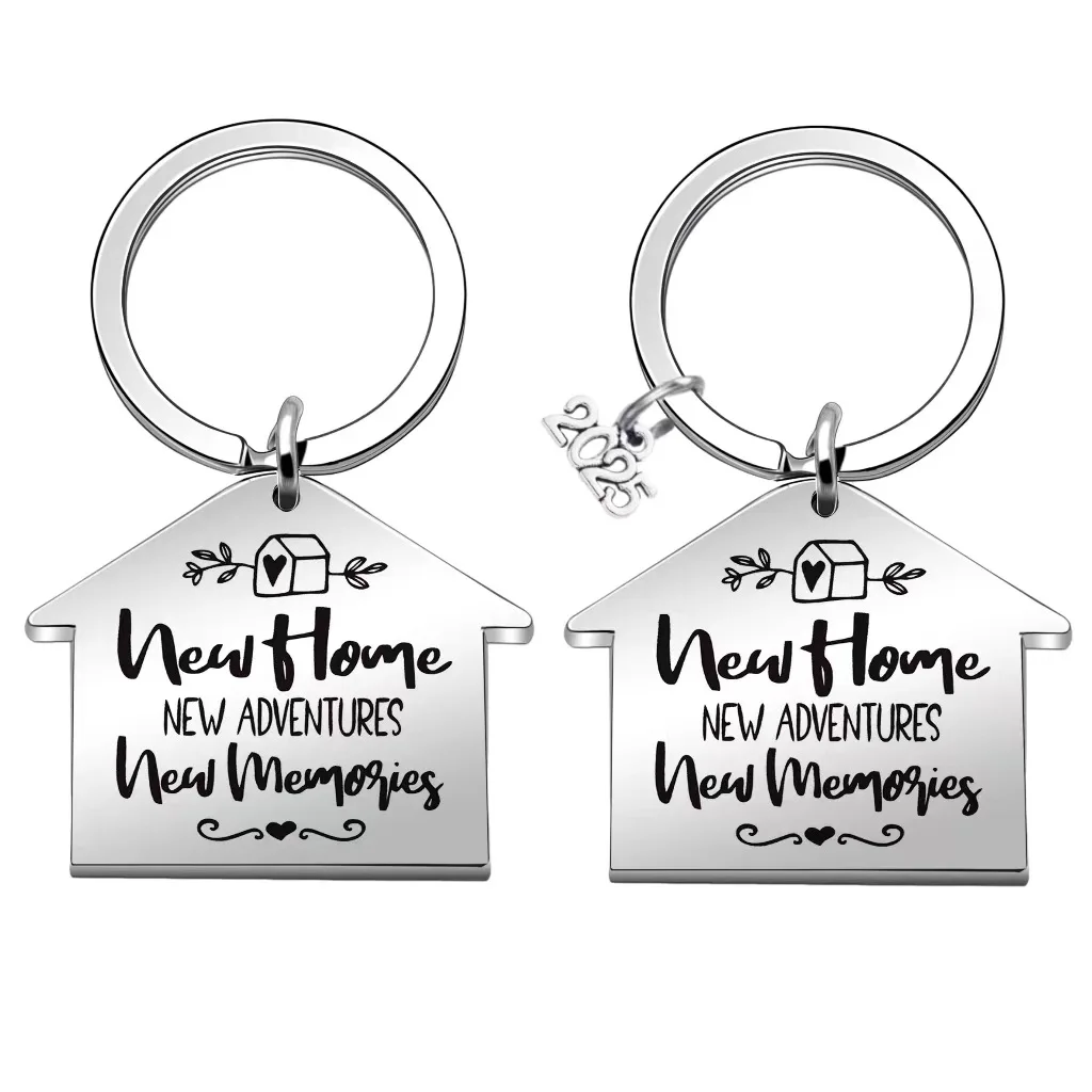 New Home Moving in New House Keychain 2025 Stainless Steel Keychain House Relocation Gift Wholesale
