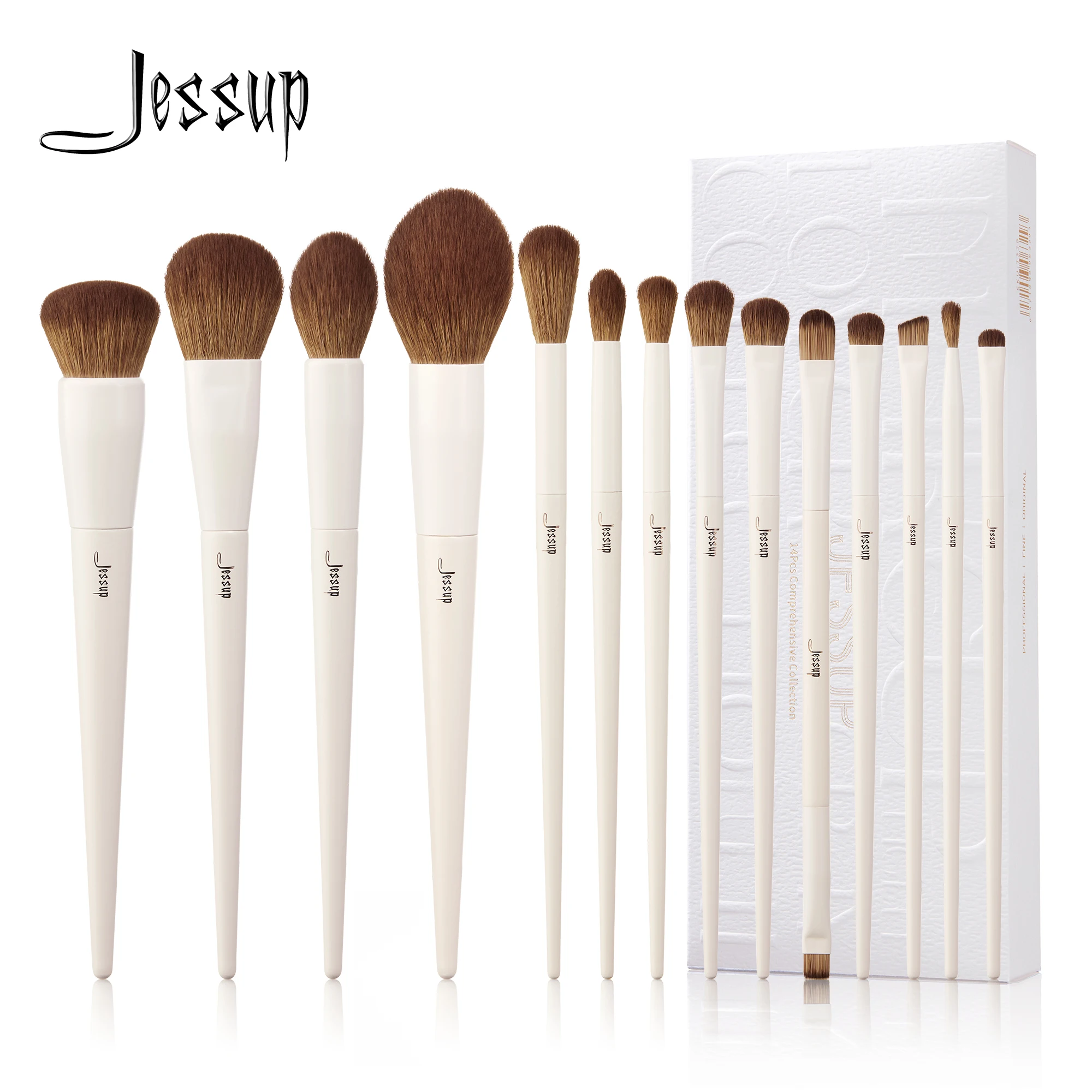 Jessup Pennelli per trucco 14pc Set di pennelli per trucco Pennello per fondotinta sintetico Contorno in polvere Ombretto Liner Miscelazione Evidenzia T329