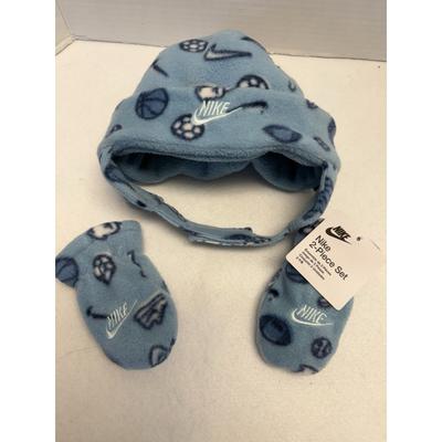 Nike Accessories | Baby/Toddler Nike Swoosh Fleece Trapper Hat & Mitten Glove Set Blue 12-24mos New | Color: Blue | Size: Osbb