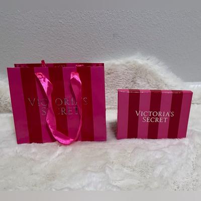 Victoria's Secret Bags | Victoria's Secret Pink Striped Gift Card Box & Small Shopping Bag | Color: Pink | Size: 1 Gift Card Box & 1 Small Bag