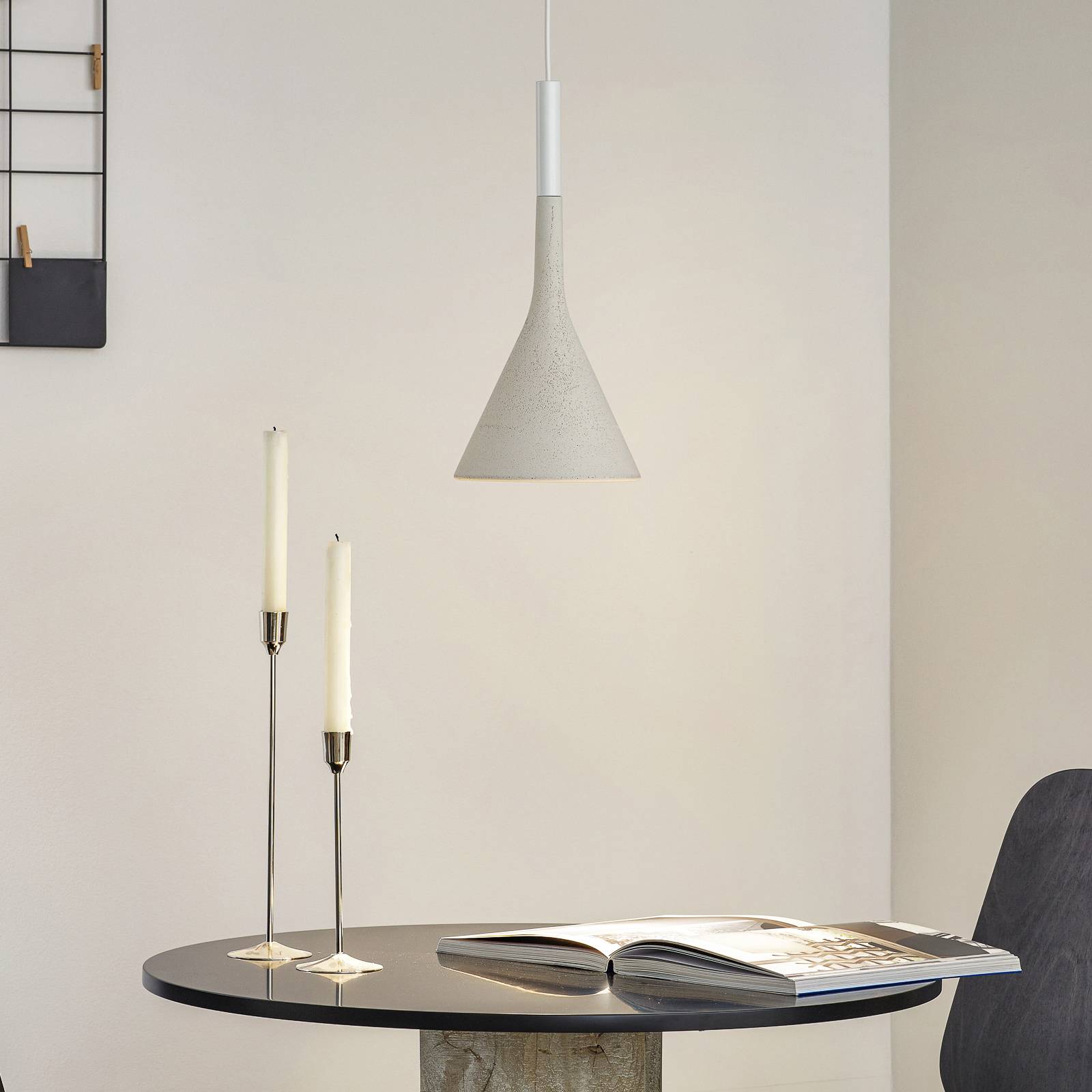 Foscarini Design Hängelampe Aplomb, dimmbar, weiß / opal, für Küche, Beton, Design, Pendelleuchte