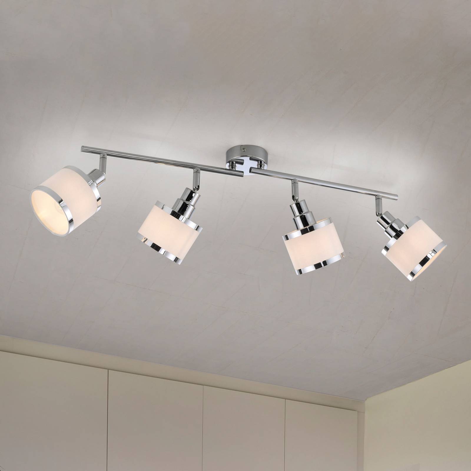 JUST LIGHT. GmbH Deckenstrahler Accor, vierflammig dimmbar, chrom / silber, für Wohn- / Esszimmer, Metall, Strahler