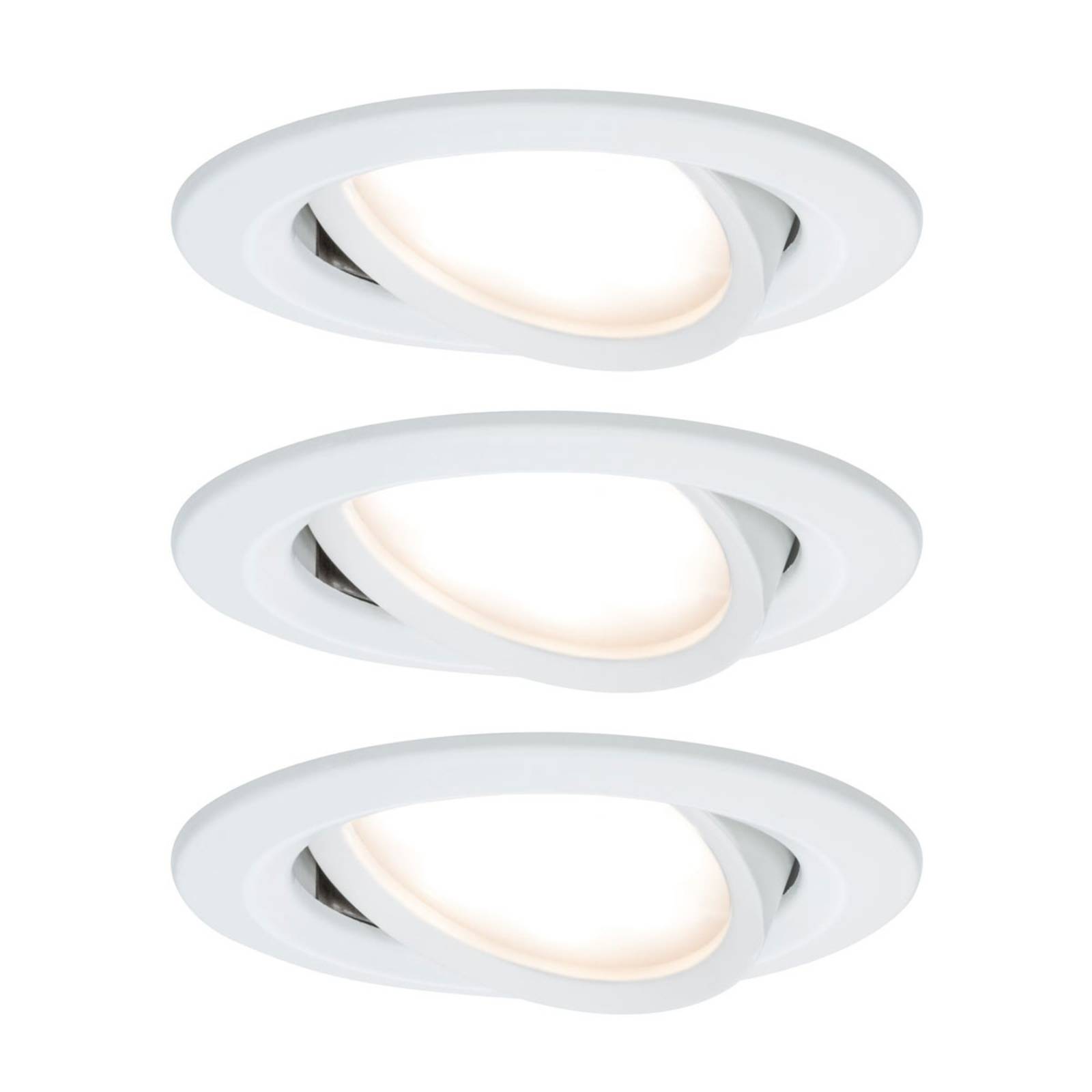 Paulmann 3er Spot Nova Coin rund schwenkbar, weiß Coin, dimmbar, weiß / opal, für Flurbereich, Aluminium, Modern, Einbaustrahler