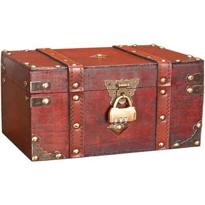KZQ - Schatztruhe Holztruhe Pirat Holzschatztruhen Schatzkiste Aufbewahrungsbox Schatzkiste Image