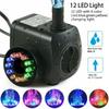 15W 800L/H Springbrunnenpumpe Teichpumpe Wasserspielpumpe Gartenpumpe Springbrunnenpumpe mit 12 led