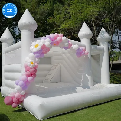 In stock in UK warehouse! White Bounce House, Slide and Ball Pit for Kids and Adults, Outdoor PVC Jumping Bed, Inflatable Castle