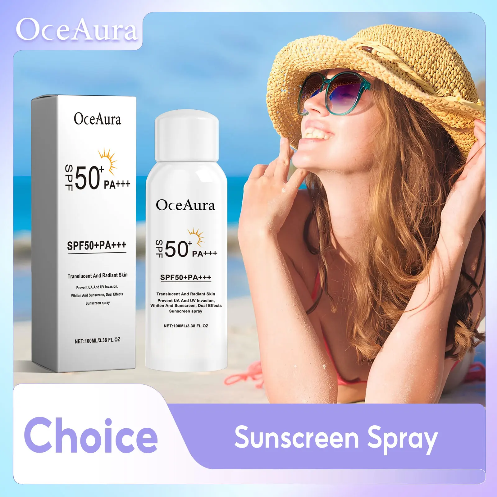 Spf50+Gesichtssonnenschutzspray, feuchtigkeitsspendende Ölkontrolle, verbessert stumpfe Haut, Aufhellung, verhindert dunkle Flecken, wasserfeste Sonnenschutzcreme Image