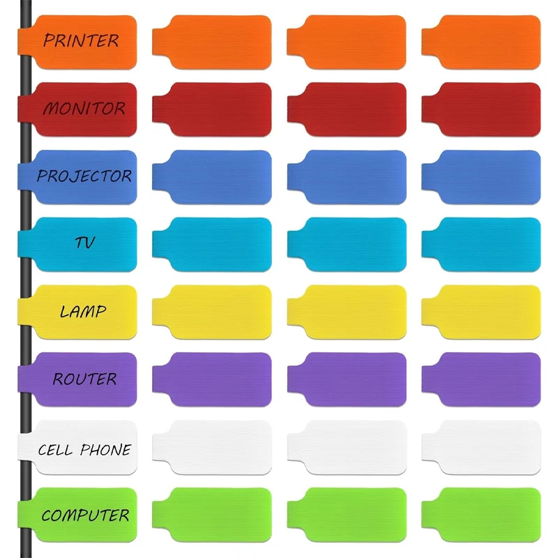 Kabel-Draht-Tags für Computer, Kabelmanagement, wiederverwendbare Klettbänder für Elektronik, Klettverschluss-Draht-Etiketten mit Klettverschluss Image