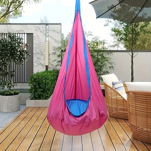 1 praktischer Hängesessel, aufblasbare Hängematte und Hängetasche, 100 % Polyester, Handwäsche, perfekt zum Entspannen und Spielen drinnen und draußen, kann als Geschenk verwendet werden Image