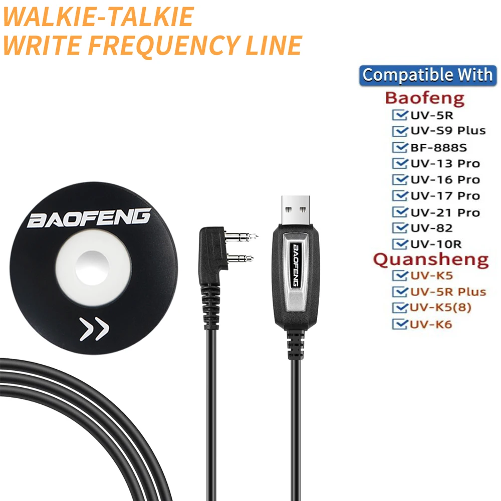 NEUES USB-Programmier kabel für Baofeng UV-5R 82 888S UV-S9PLUS UV-13 16 17 21 Pro Quan sheng UV-K5 5R Plus Walkie Talkie Radio Image