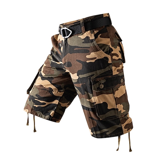 Herren Cargo-Shorts Outdoor Shorts Camping-Shorts Shorts mit Camouflage-Muster Wander-Shorts Mehrere Taschen Gerader Schnitt Tarnung Feuchtigkeitsableitend tragbar Knielang Outdoor Lässig Täglich Image