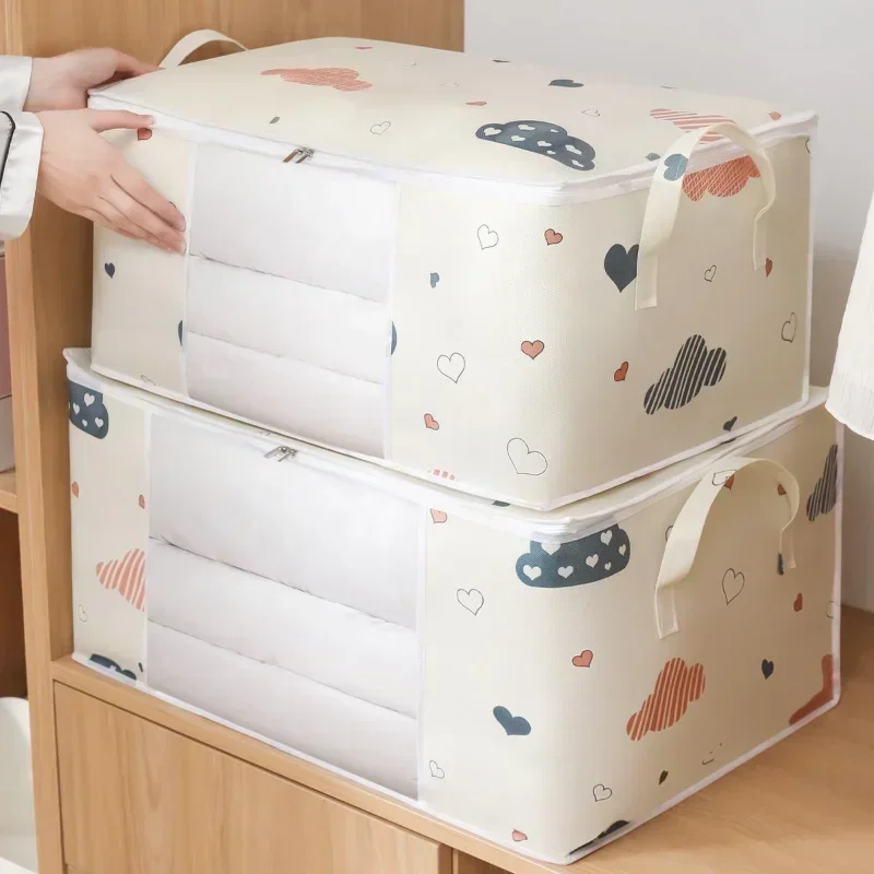 Haushalt Große Kapazität Lagerung Tasche 50L 75L Quilt Kleidung Bettdecke Decke Feuchtigkeit Beweis Staub Proof Sortierung Taschen Gepäck Tasche Image