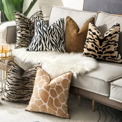 Luxus Tiger Muster Kissen bezug Design High-End Leopard beflockt Samt Kissen bezug dekorative Kissen Image
