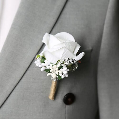 Hochzeitsanstecker für Herren Blau Rosa Weiß Sommer Anstecker für Bräutigam und Trauzeugen Blumenaccessoires Party Anzug Dekorationen Image