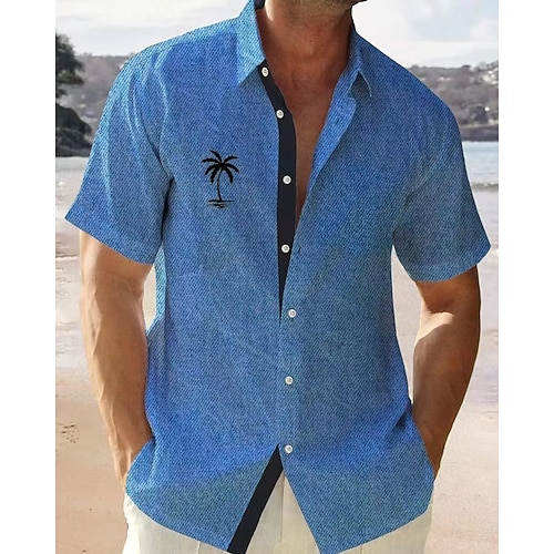 Per uomo Camicia Camicia minimalista Aloha Camicia Estiva Camicia casual Camicia da Spiaggia Camicia con Bottoni Bianco Blu Manica Corta Grafico Colletto a Camicia Vacanza Camicia hawaiana