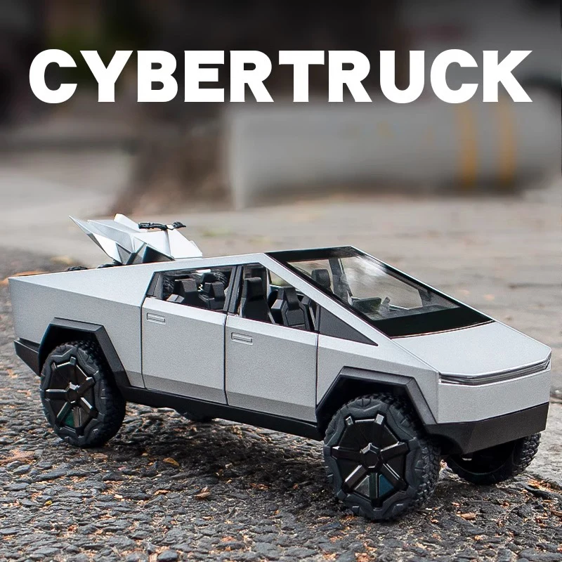 1/24 Cybertruck Pickup Legierung Auto Modell Druck Druck Metall Spielzeug Geländewagen Auto Modell Simulation Sound und Licht Kinder Spielzeug geschenk Image