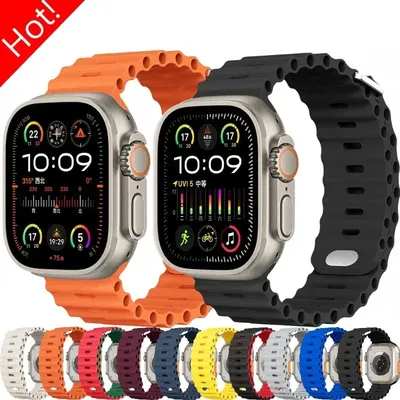 Ozeanarmband für Apple Watch Ultra 2 Band 49 mm 45 mm 41 mm Silikonarmband Armband iWatch 10 9 8 7 6 Image