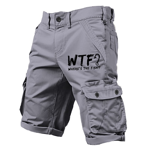 Herren Mit Buchstaben bedruckt Lustiger Slang Cargo-Shorts Arbeitsshorts Mittlere Taille Klassisch Lässig Outdoor Campen und Wandern Mehrere Taschen Designer Bekleidung Image