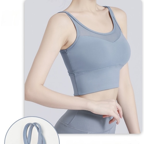 Damen Leichter Halt Sport-BH Lauf-BH Offener Rücken Herausnehmbare Polsterung BH-Top Gepolstert Fitness Freizeitsport Laufen Atmungsaktiv Leicht Weich Spandex Schwarz Rosa Königsblau Einfarbig Image