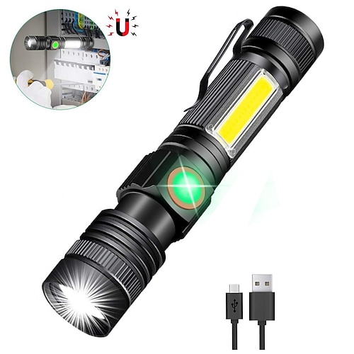 torcia elettrica ricaricabile torcia elettrica magnetica a led con luce laterale cob 1200 lumen led super luminoso, impermeabile zoomabile 4 modalità migliore torcia elettrica per il campeggio