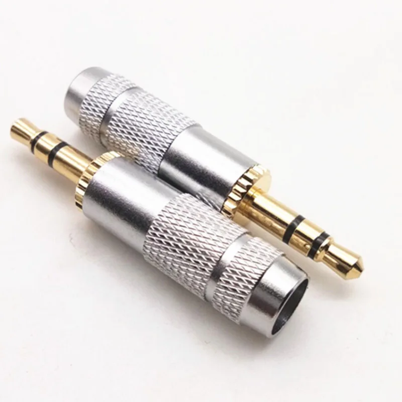 2 Stücke Hohe Qualität Silber RCA Vergoldet 3,5mm Stereo 4 Pole Kopfhörer Jack Stecker Audio Soldanten Anschlüsse Image