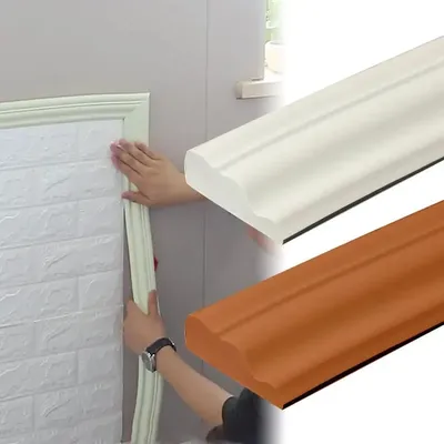 2 Meter selbst klebende Wanda uf kleber Fuß leiste wasserdichte Tapete TV Hintergrund Wand dekorative Streifen Decken linie Image
