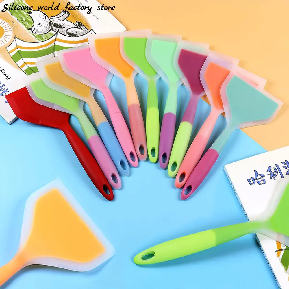 Silikon Welt 1PC Silikon Spachtel Antihaft Pfanne Silica Gel Schaufel Rindfleisch Fleisch Ei Pizza Breitseitige Küche Schaber kochen Werkzeuge Image