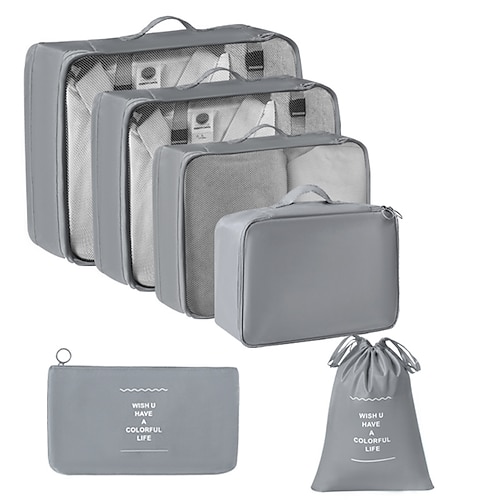 set di cubi di compressione per l'imballaggio da viaggio, borse pieghevoli per l'organizzazione dei bagagli, beauty case portatile e beauty case, custodie multifunzionali per riporre i vestiti per