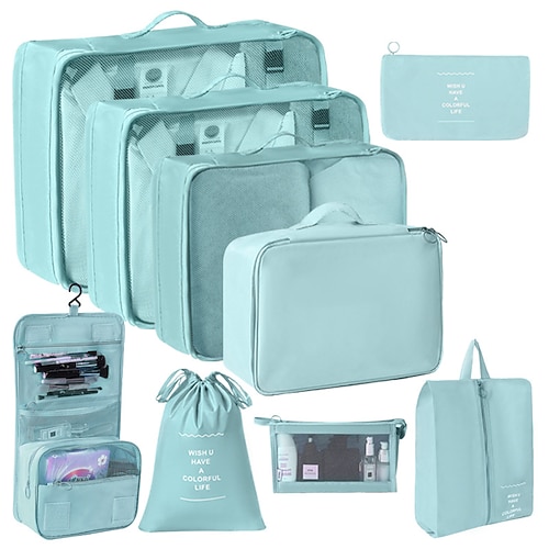 set di cubi di compressione per l'imballaggio da viaggio, borse pieghevoli per l'organizzazione dei bagagli, beauty case portatile e beauty case, custodie multifunzionali per riporre i vestiti per