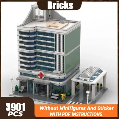 Moc Bausteine Stadt Street View Modell Stadt Krankenhaus Modulare Technologie Bausteine Geschenk Spielzeug DIY Set Montage Image