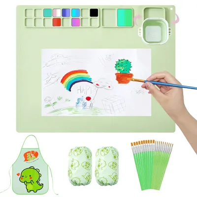 Silikon Malerei Matte Set Kinder Zeichnung Spielzeug Montessori Graffiti Matte Waschbar Aquarell Image