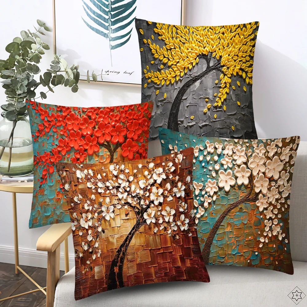 Nordic Stil Ölgemälde 45*45 cm Kissen Abdeckung Polyester Sofa Werfen Kissen Auto Dekoration Dekorative Kissenbezug