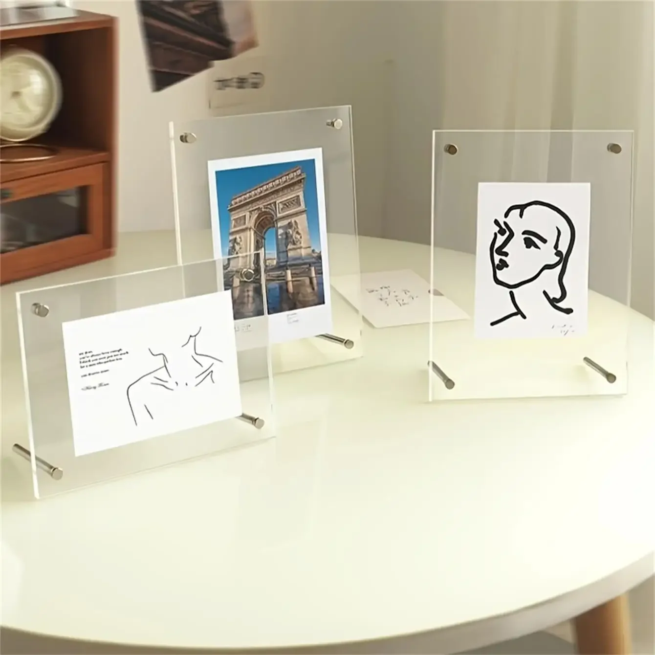 Transparenter Bilderrahmen, 15,2 cm, Wandmontage, Ins-Postkarten-Fotorahmen, Poster-Display-Ständer, 17,8 cm großer Acryl-Fotorahmen-Tisch