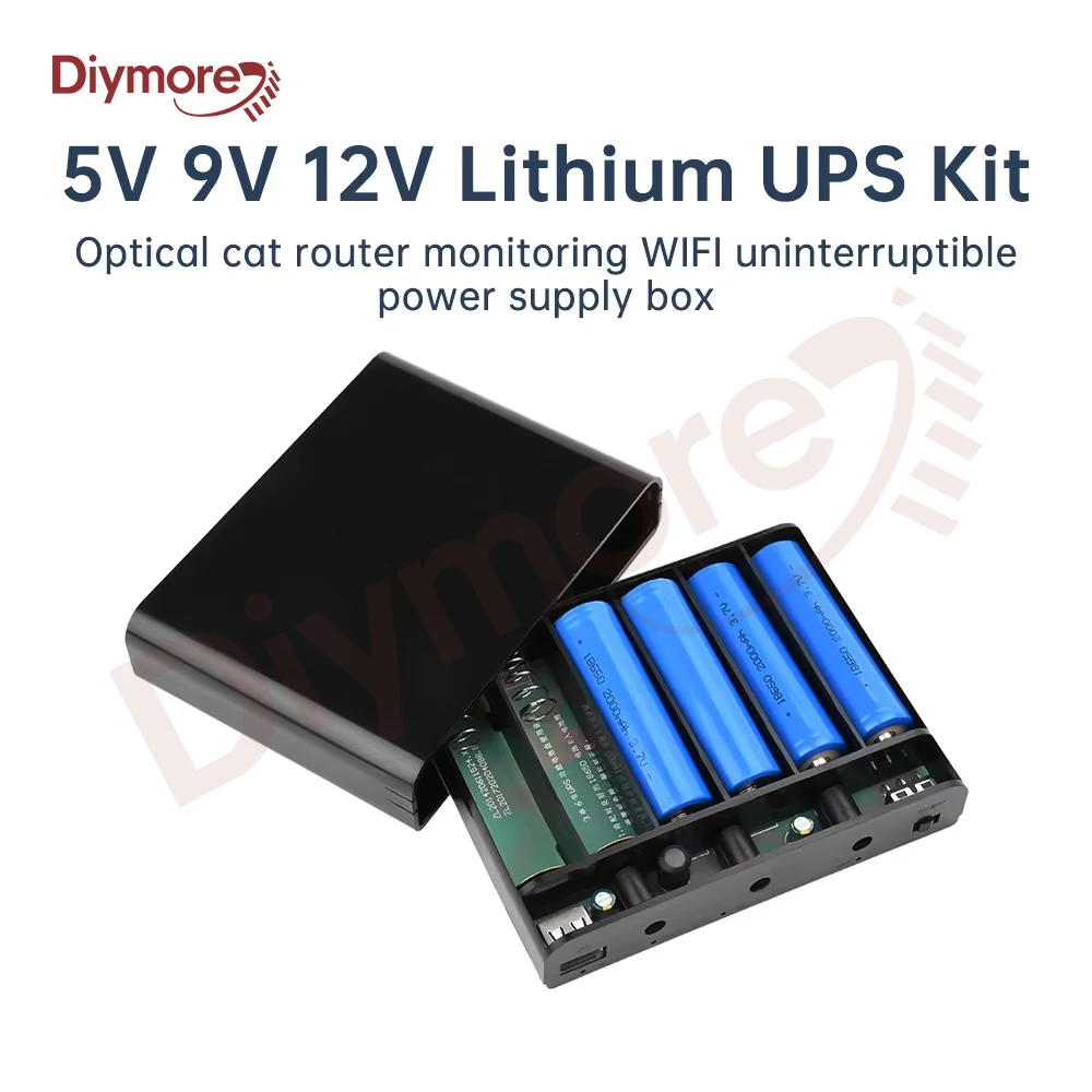 DC-USV, optischer Katzen-Router, unterbrechungsfreie Stromversorgungsbox, 5 V, 9 V, 12 V, Spitze, 60 W, 6 x 18650 Li-Ionen-Akku, lötfreie Strombox, DIY-Kit Image