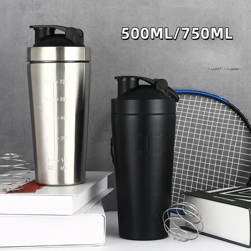 Edelstahl Protein Shaker Tasse Tragbare Fitness Sport Becher Ernährung Shaker Tasse Wasser Flaschen Wasser Tasse Tragbare Shaker Image