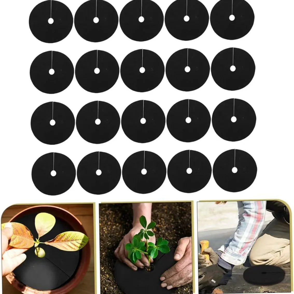 Tree Protection Weed Mats, Pano de Controle Ecológico Mulch Ring Round, Barreira de Erva Daninha, Cobertura Vegetal para Jardins Image