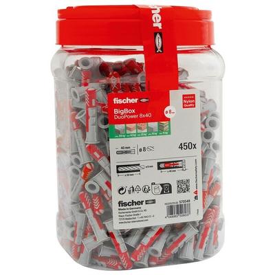 fischer Universaldübel-Sortiment »BigBox - DuoPower 8x40« 450 Stück grau