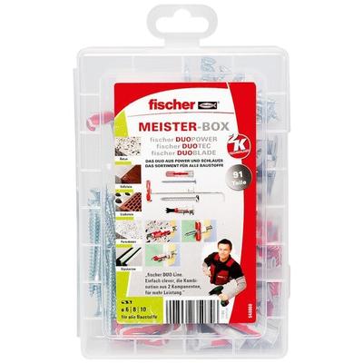 fischer Dübel- und Schrauben-Sortiment »Meister-Box - DuoLine 2K« 91 Stück grau