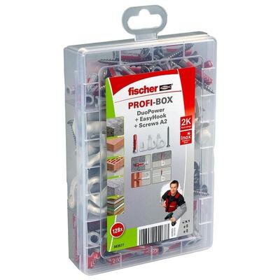fischer Dübel- und Schrauben-Sortiment »Profi-Box - DuoPower + EasyHook + S A2 2K« 128 S grau Image