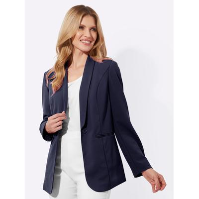 Jackenblazer CLASSIC BASICS "Blazer", Damen, Gr. 50, blau (marine), 95% Polyester, 5% Elasthan, Langarm, Blazer Image
