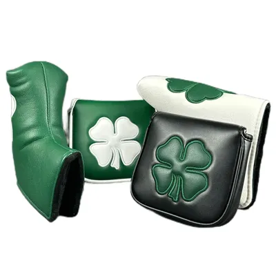 Golf Head Cover Clover Golf Putter Cover Mallet Putter Headcover Leather Golf Club Head Covers for