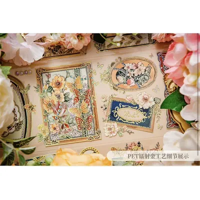 1 Loop-150cm Vintage Meeting Floral Blooming Land Washi PET for Card Making DIY Scrapbooking Plan Decorative Sticker