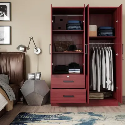 4 Doors Wardrobe 2 Drawers with Shelves 72