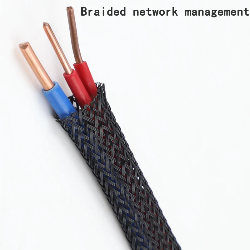 3m/9.85ft PET Expandable Braided Sleeving Flexible Wire Mesh Sleeve Black For TV Audio PC Cords Protect From Pets Chewing