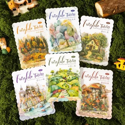20Sheets Town Colorful Forest Autumn Breeze Mushroom handbook Supplies Scrapbook cut 151*98mm Aquascape Sticker fairytale