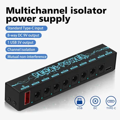 Independent 8-Channel Instrument Effects 5V/2.1A Guitar Pedal Power Supply Pure Low Noise Instrument