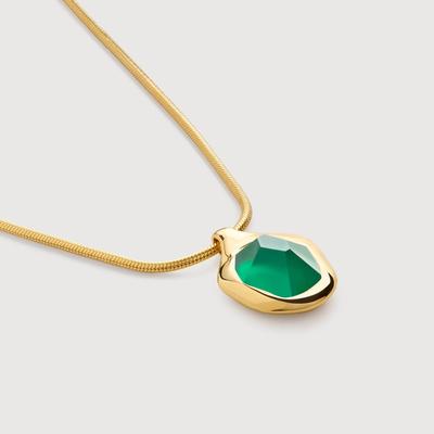 Gold Odyssey Gemstone Chain Necklace Green Onyx
