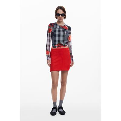Suede mini skirt
