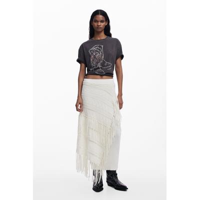 Fringed knit skirt