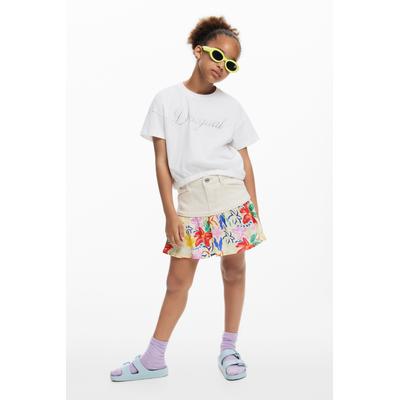 Combined floral mini skirt